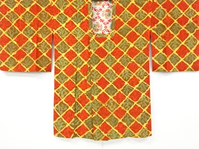 斜め格子に抽象模様道行コート